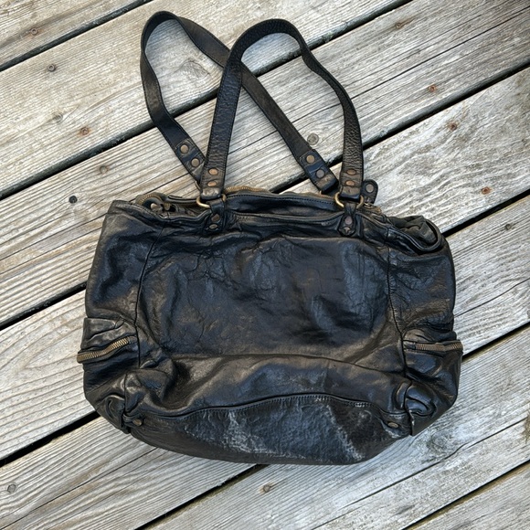 Johnny Was black leather shoulder bag with tassel - Picture 4 of 7